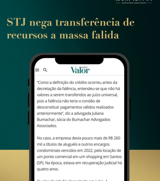 STJ nega transferência de recursos a massa falida